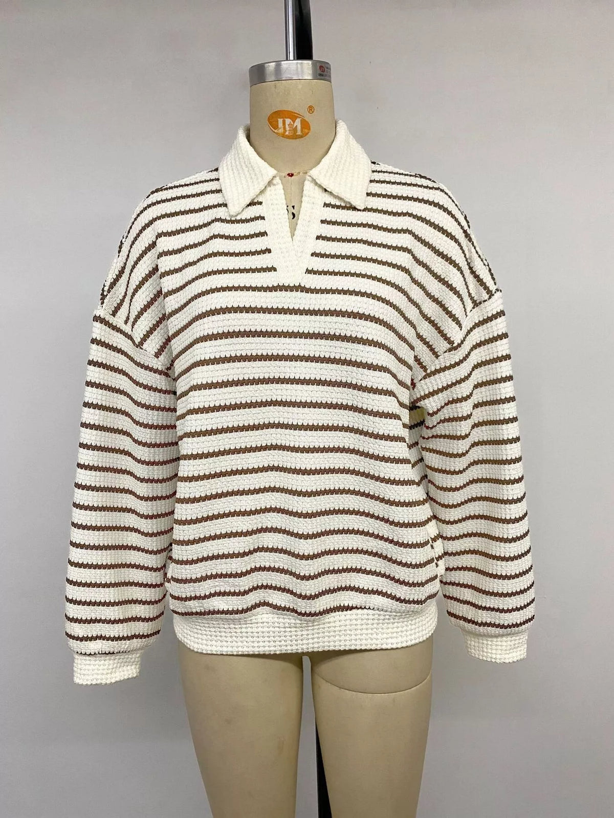 Randig sweatshirt med polokrage – bild 12