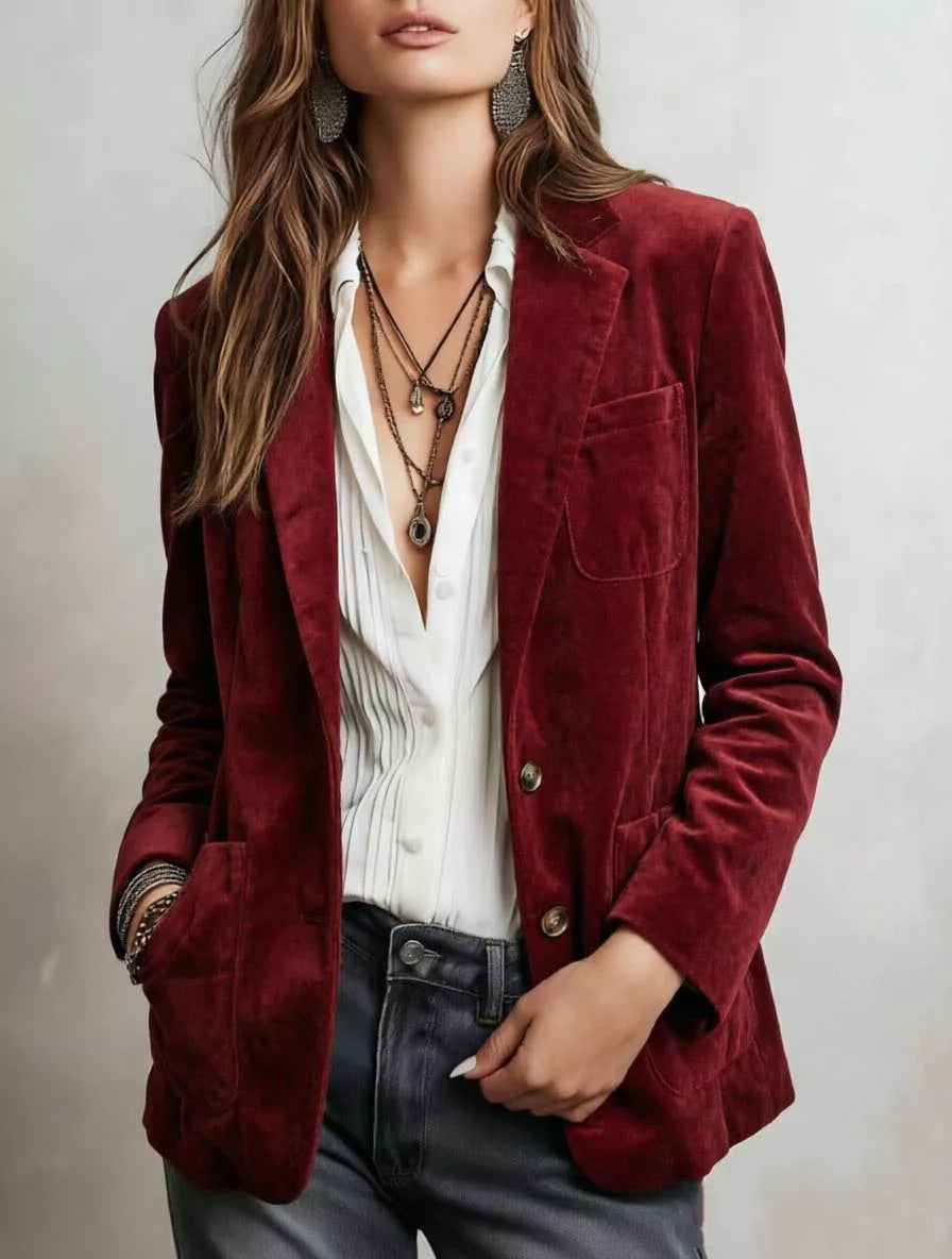 Slimmad blazer i mocka – bild 5