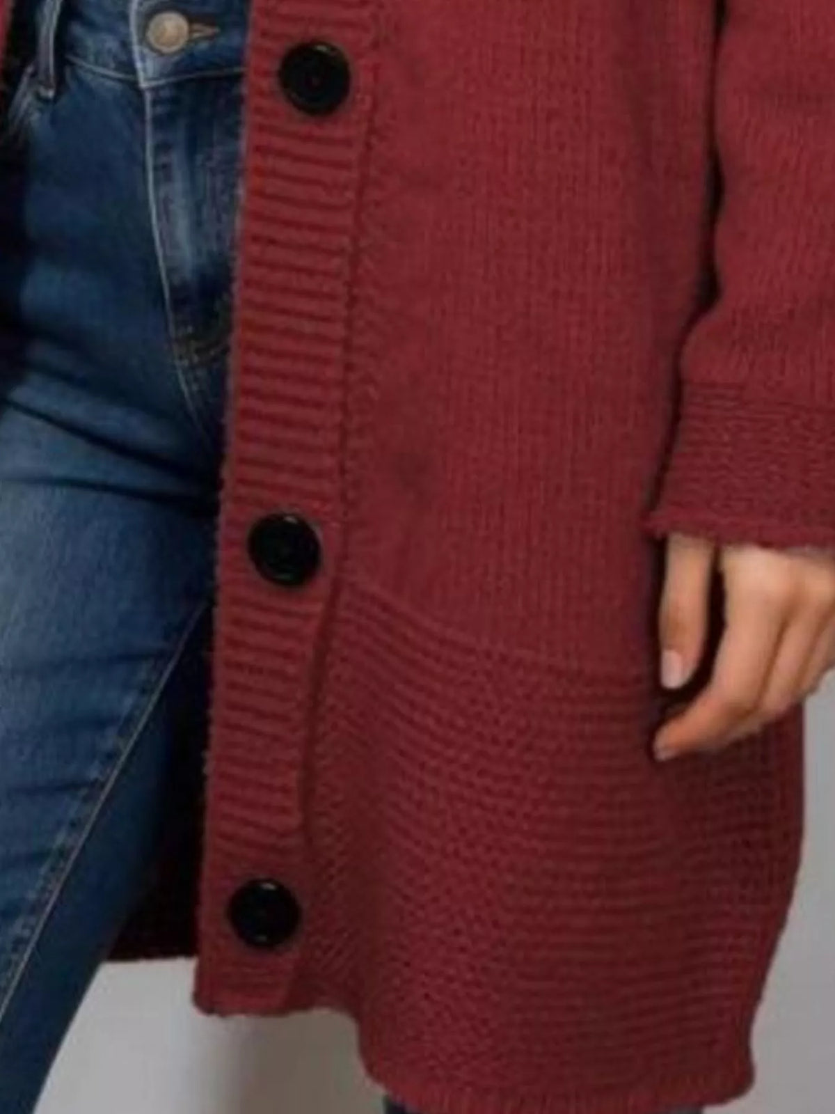 Ribbad cardigan med huva – bild 9