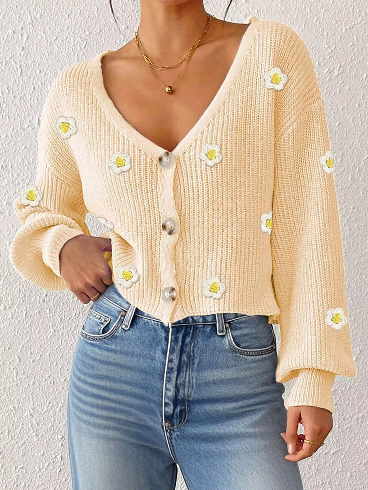 Blommig cardigan – bild 7
