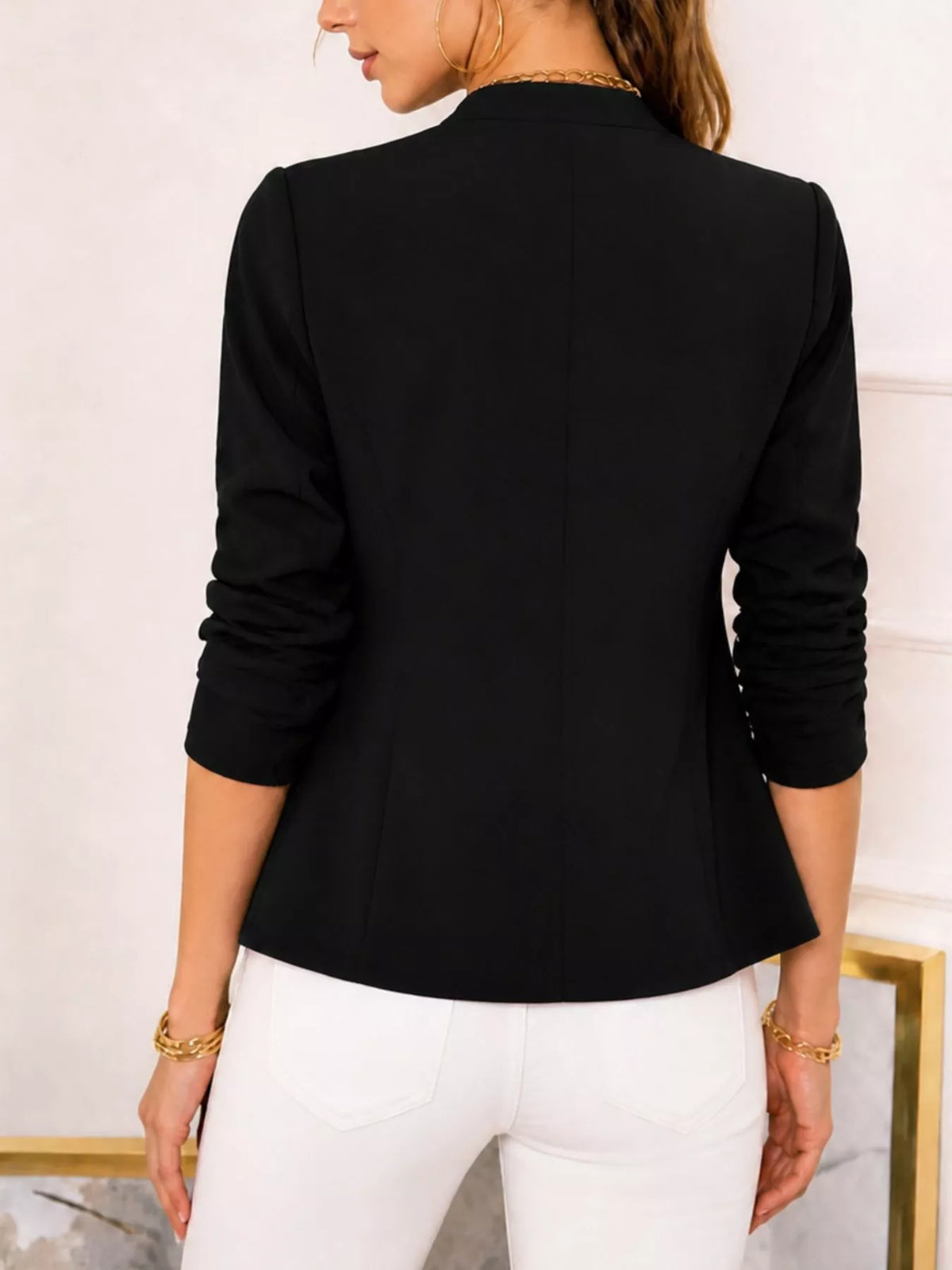 Långärmad blazer med öppen modell – bild 15