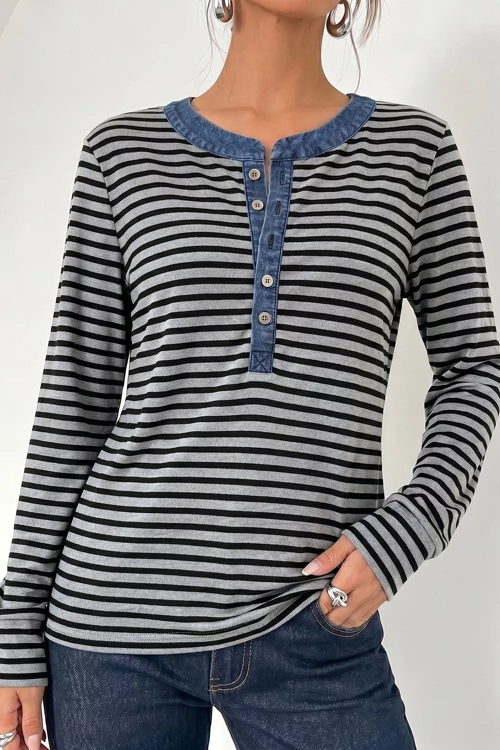 Randig topp i denim