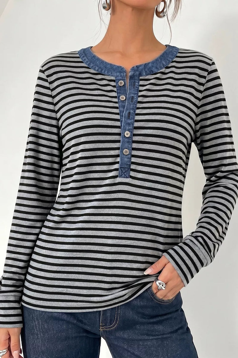 Randig topp i denim