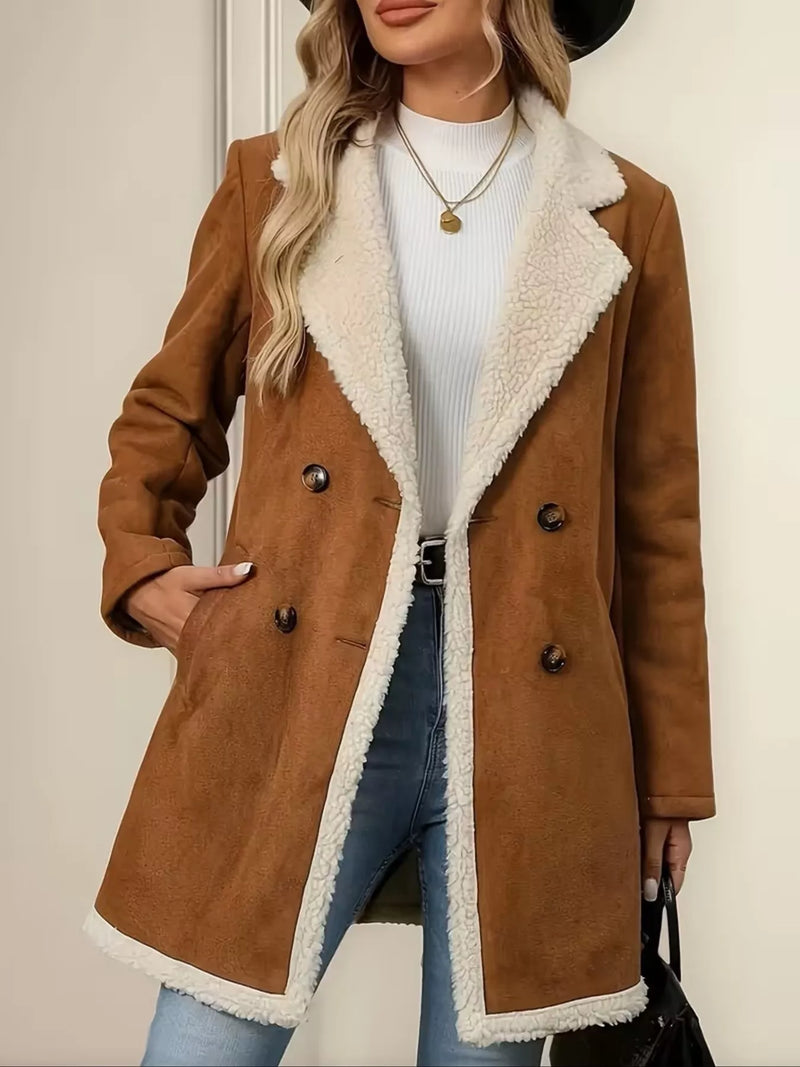Dubbelknäppt kappa i fleece