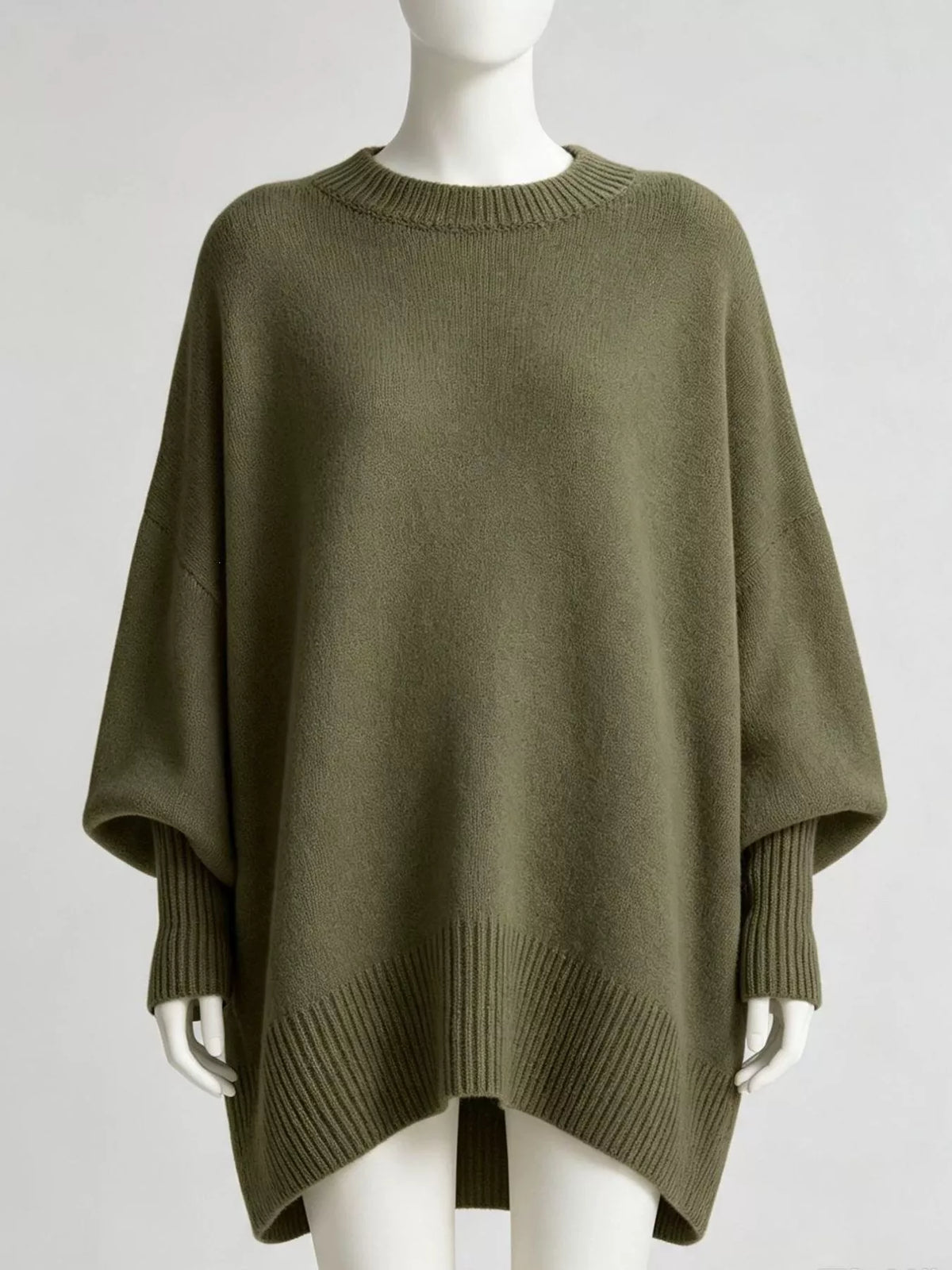 Ribbad oversize tröja med fladdermusärm – bild 10