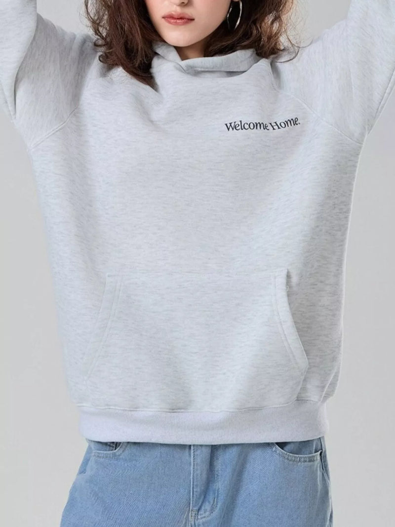 Hoodie med raglanärm och tryck