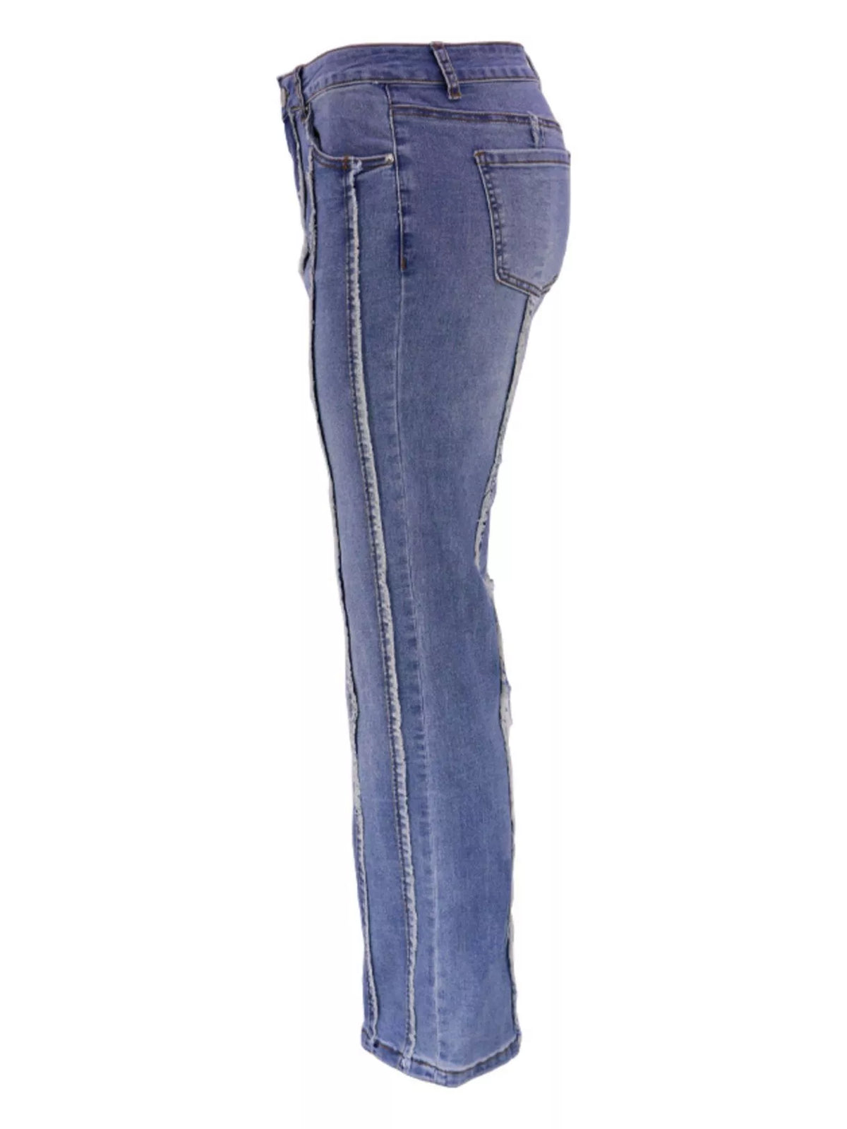 Randiga jeans med låg midja – bild 8