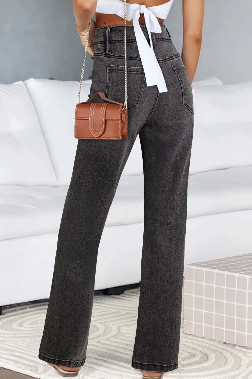 Vida jeans med hög midja och fickor – bild 6