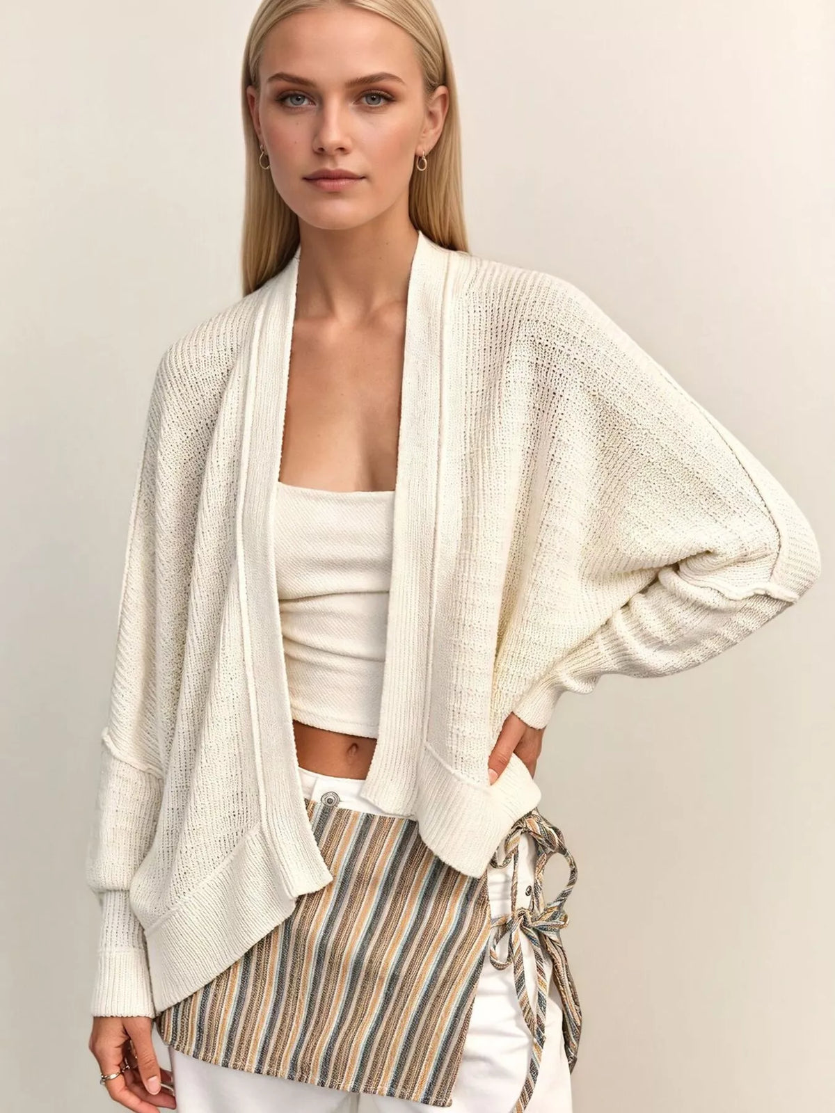 Våffelstickad cardigan – bild 9