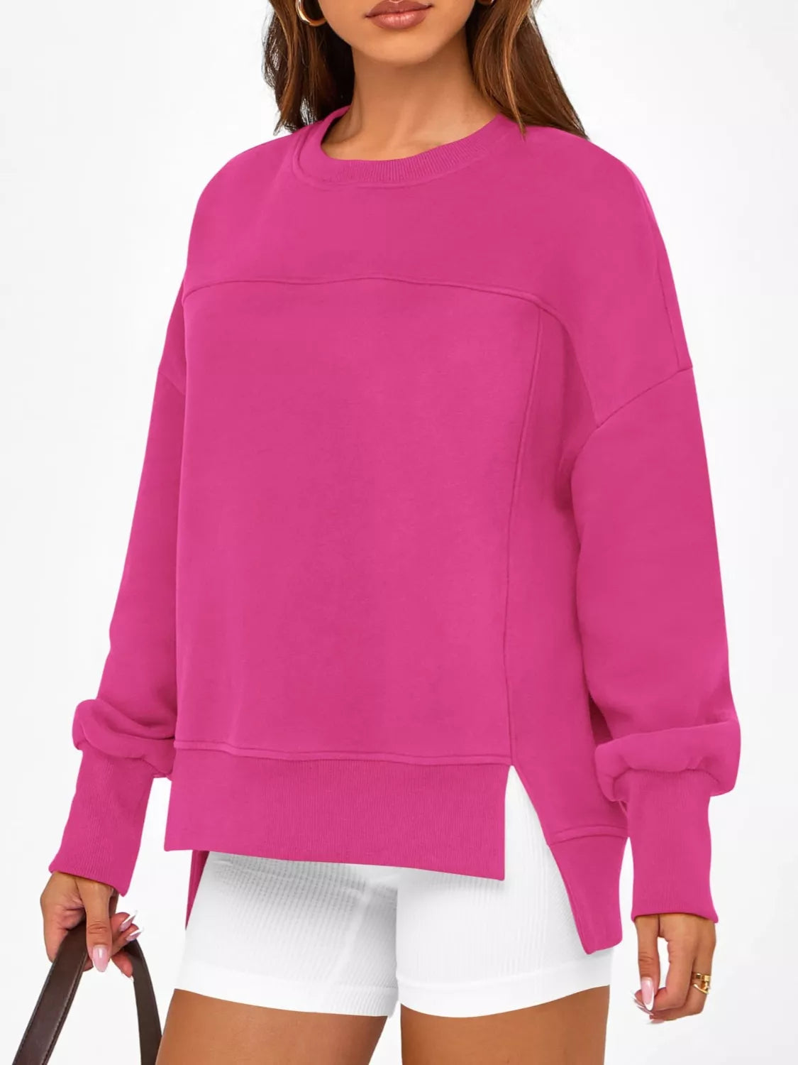Ledigt sittande sweatshirt med slits – bild 16