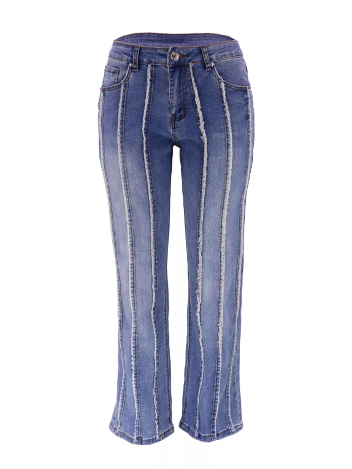 Randiga jeans med låg midja – bild 6