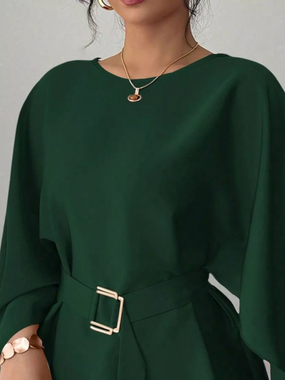 Blus med rund halsringning och fladdermusärm – bild 20