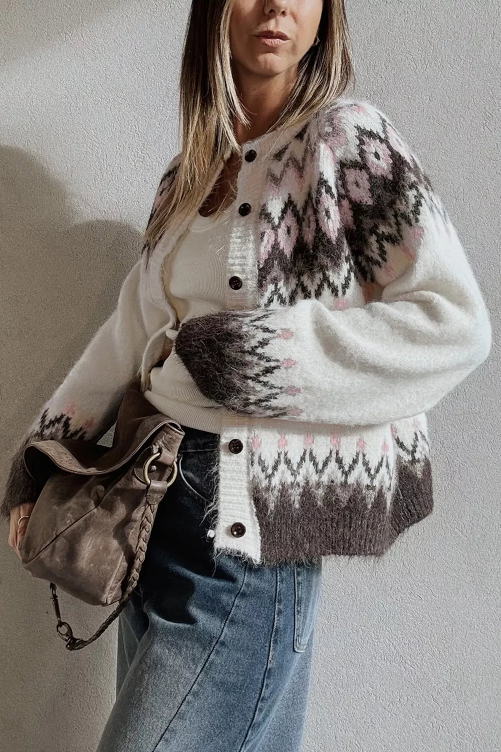 Geometriskt mönstrad cardigan – bild 4