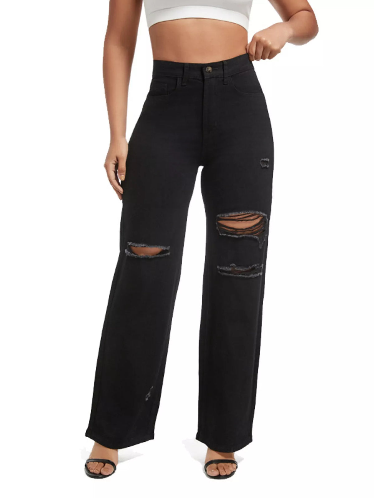 Vida jeans med slitningar och fickor – bild 18