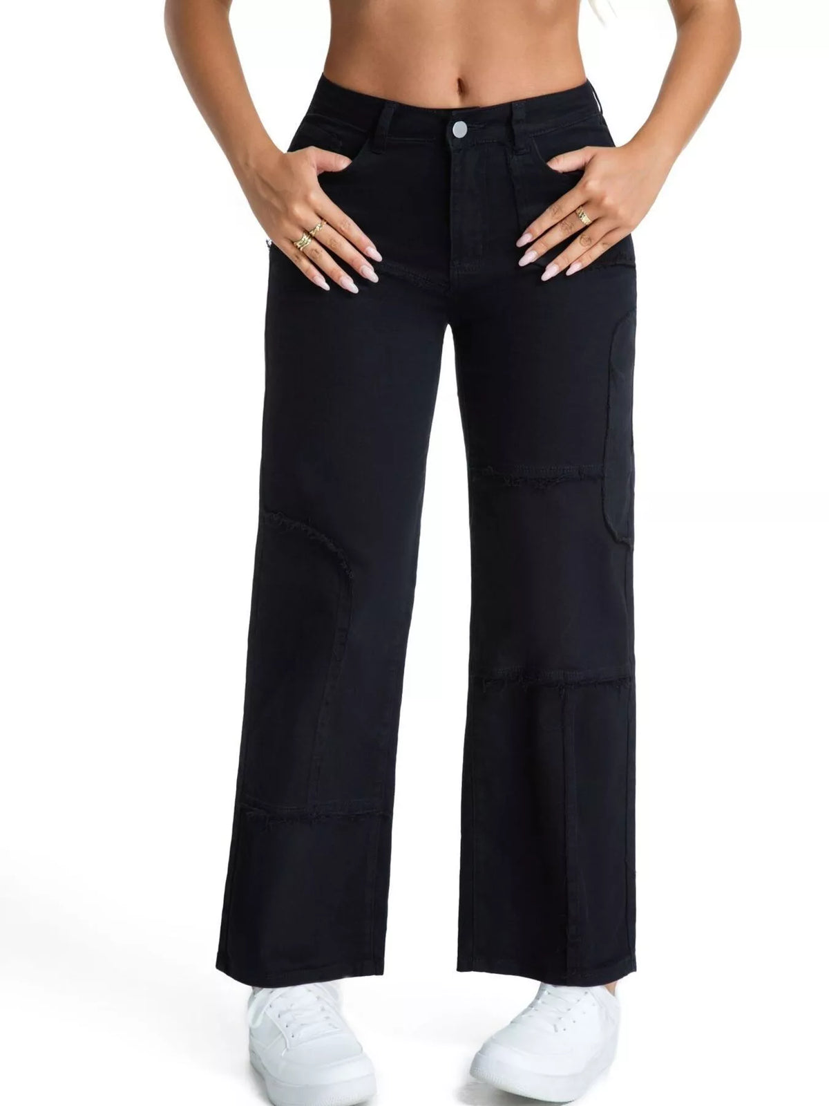 Raka jeans med fransad kant – bild 7