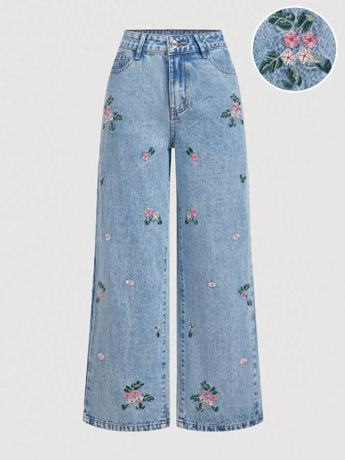Vida broderade jeans med fickor