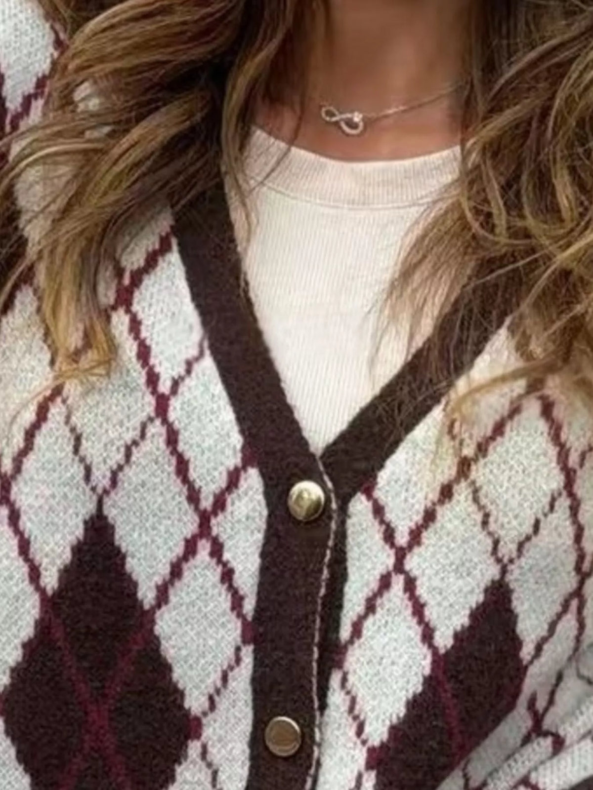 Argylemönstrad cardigan – bild 2
