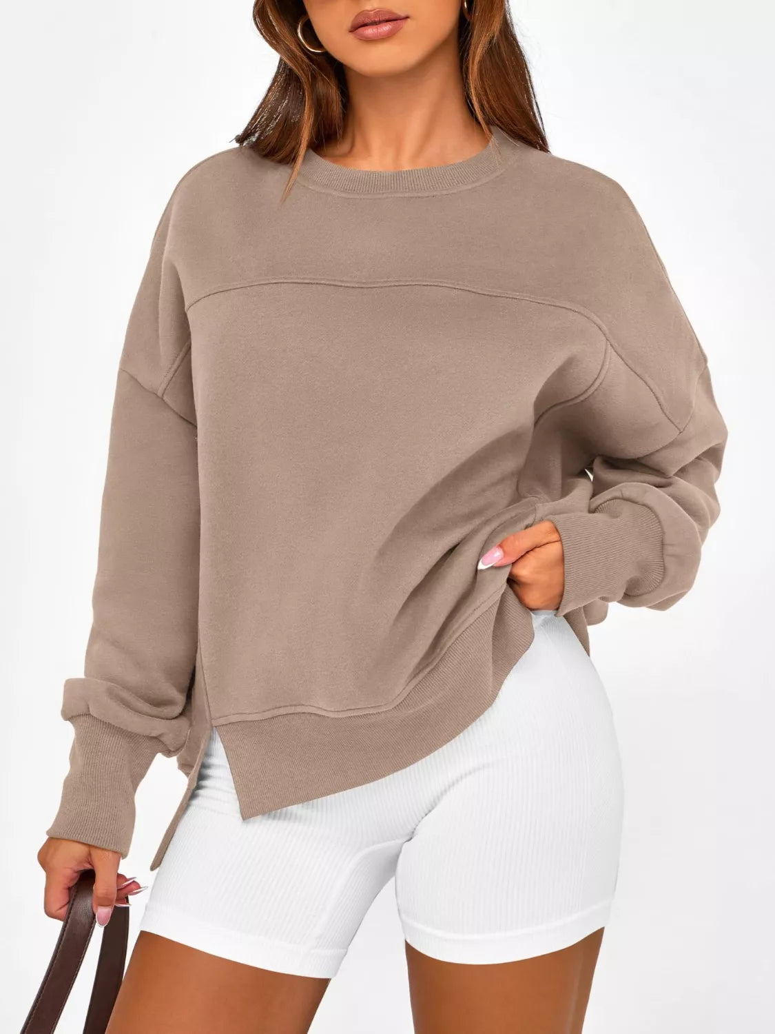 Ledigt sittande sweatshirt med slits – bild 27