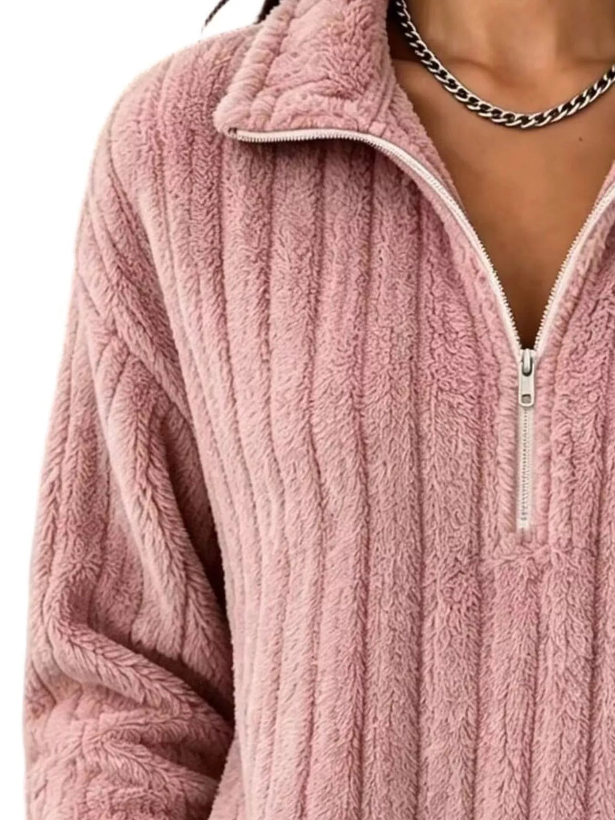 Sweatshirt med sänkt axel och kort dragkedja – bild 9