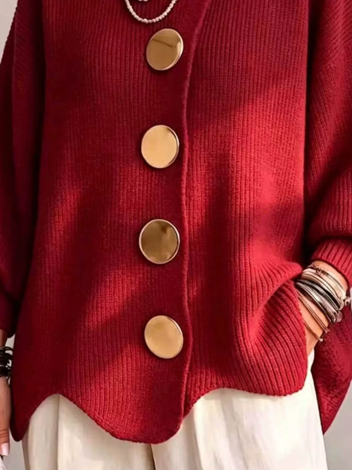 Cardigan med ballongärm och knappstängning – bild 12