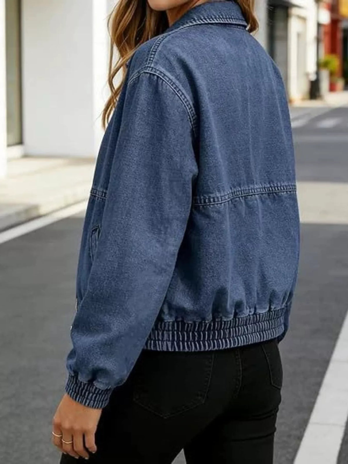 Jacka i denim med dragkedja – bild 4