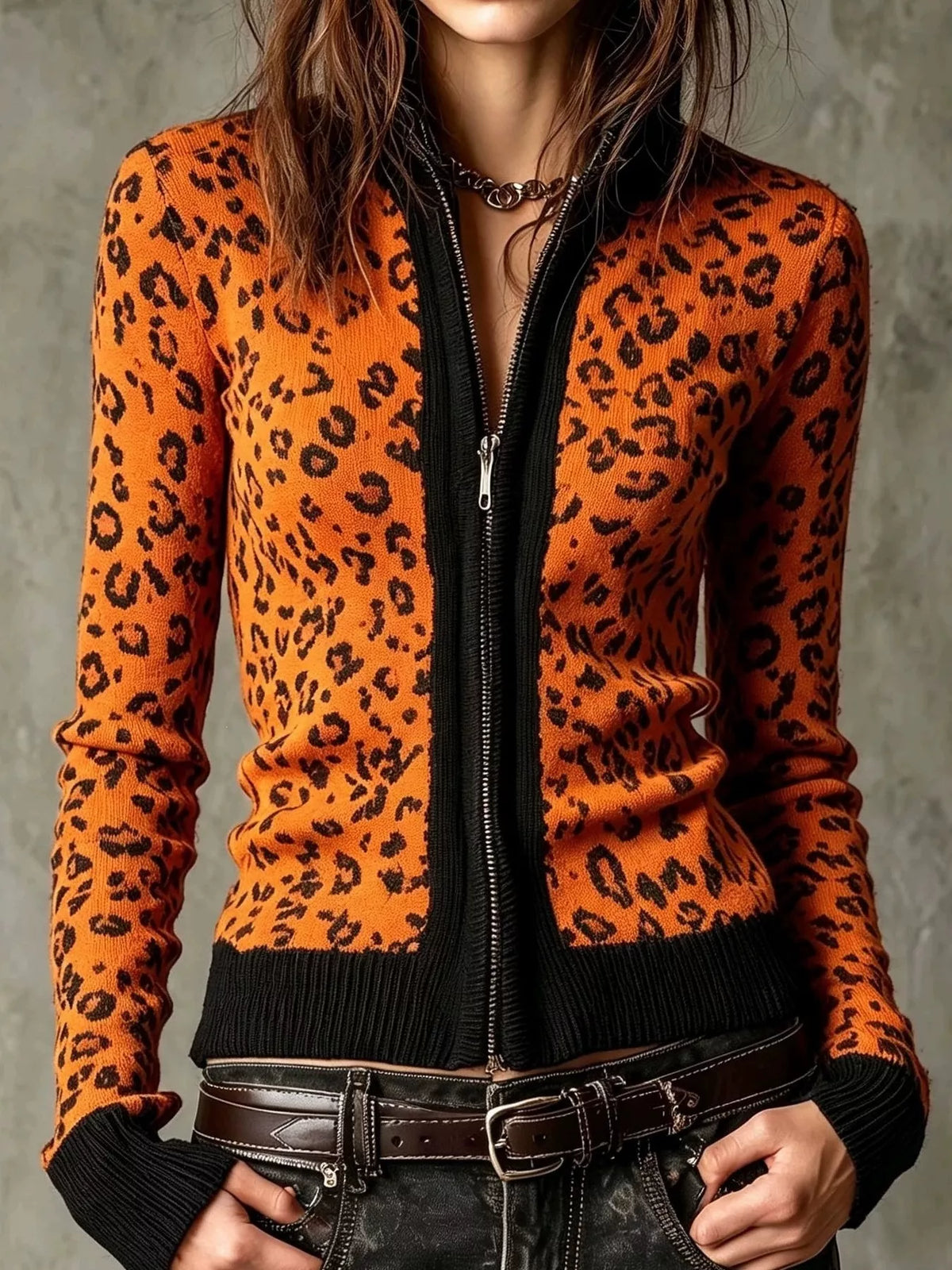 Leopardmönstrad cardigan