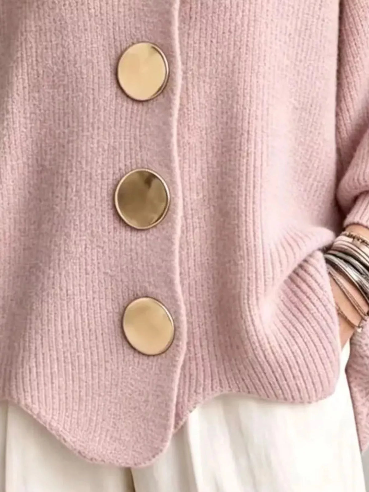 Cardigan med ballongärm och knappstängning – bild 21