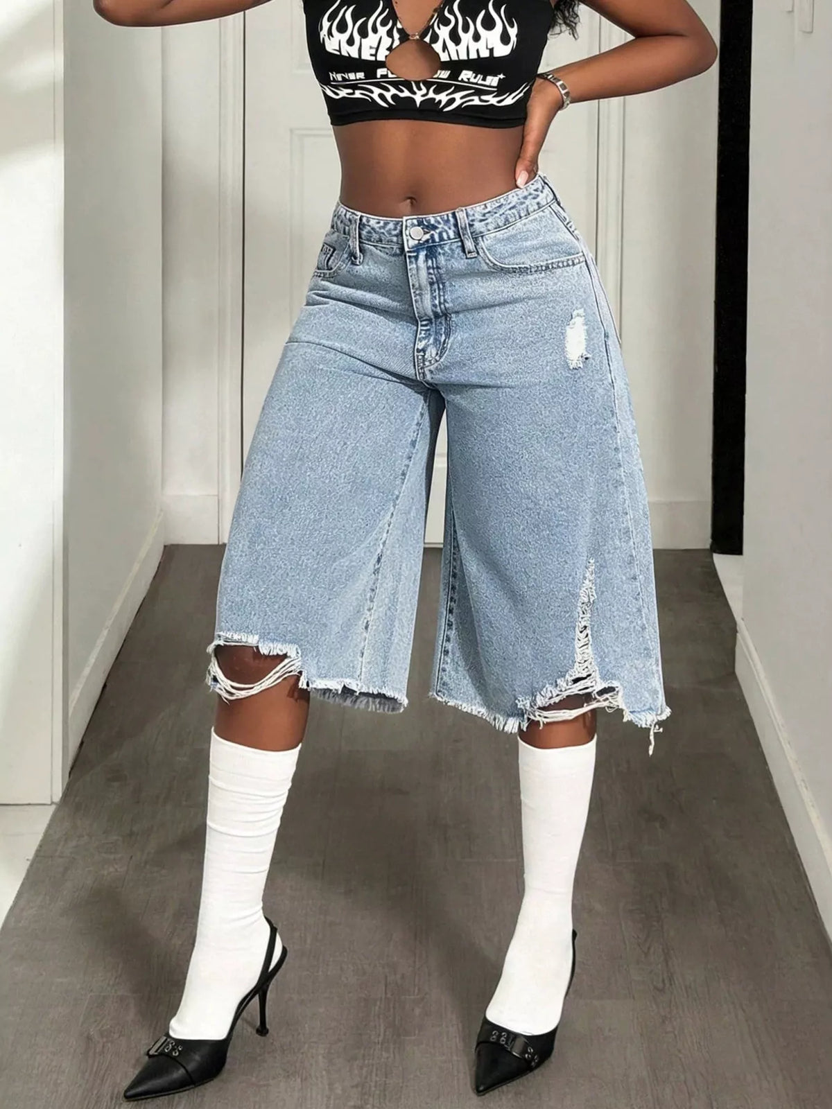 Vida shorts i denim – bild 3