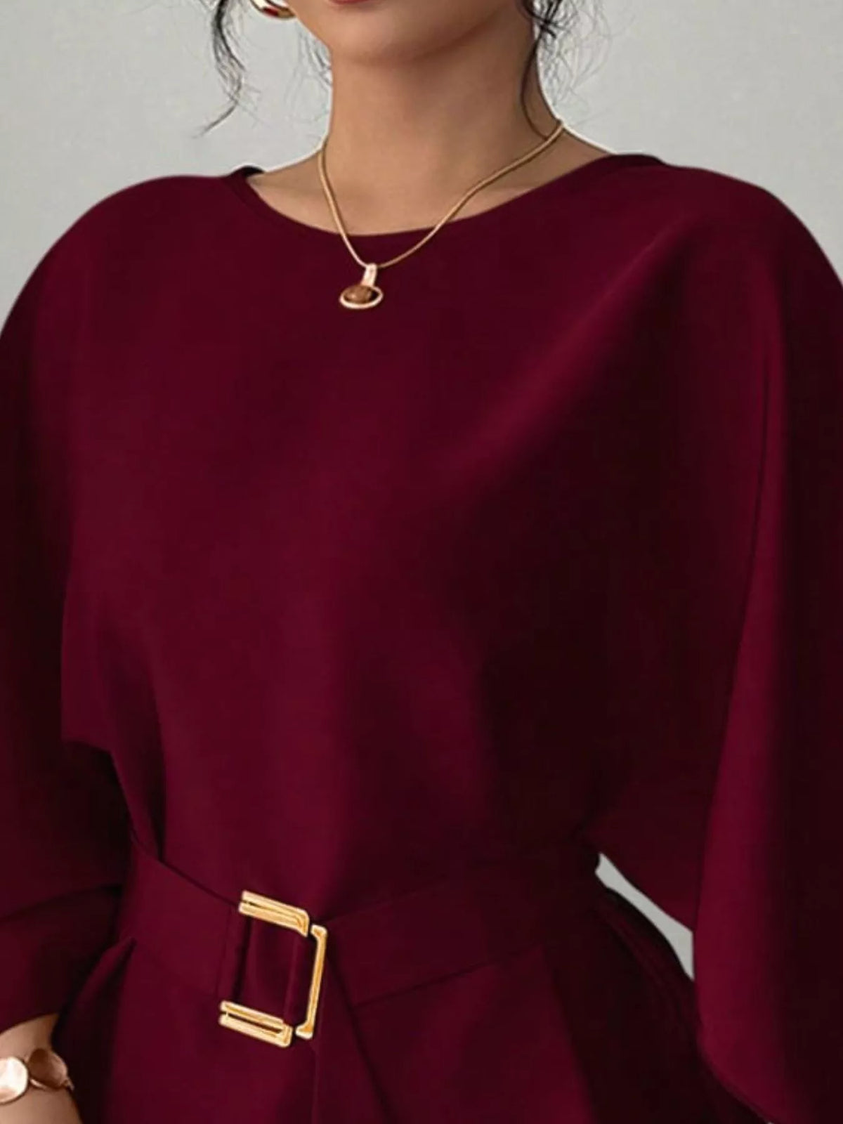 Blus med rund halsringning och fladdermusärm – bild 14