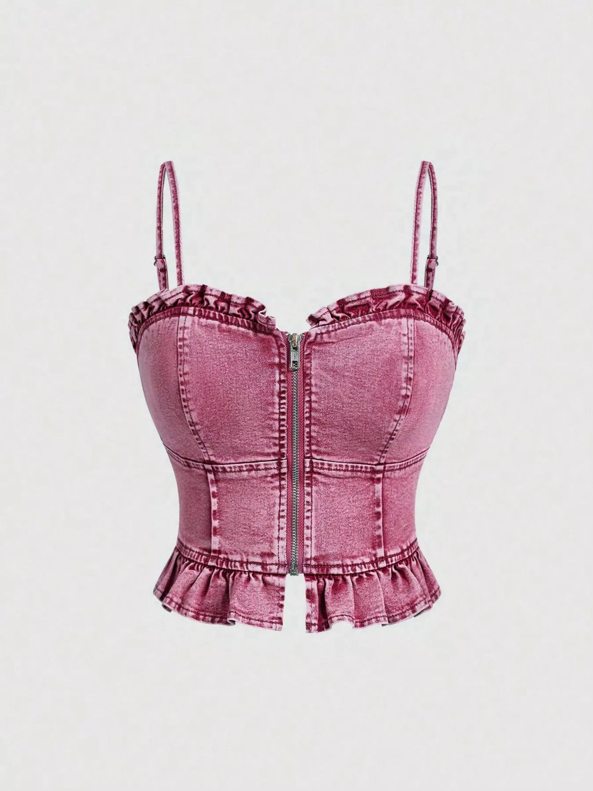 Linne i denim med hjärtformad urringning – bild 5