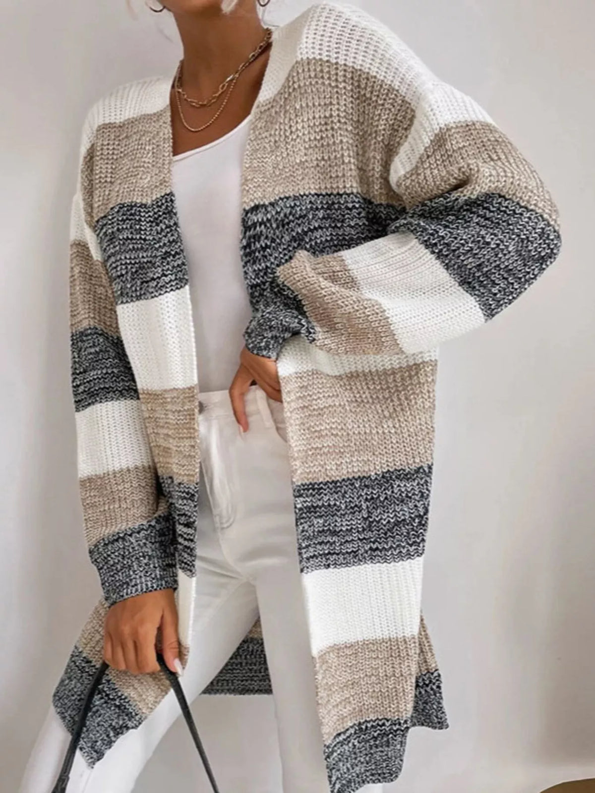 Randig cardigan med färgblock