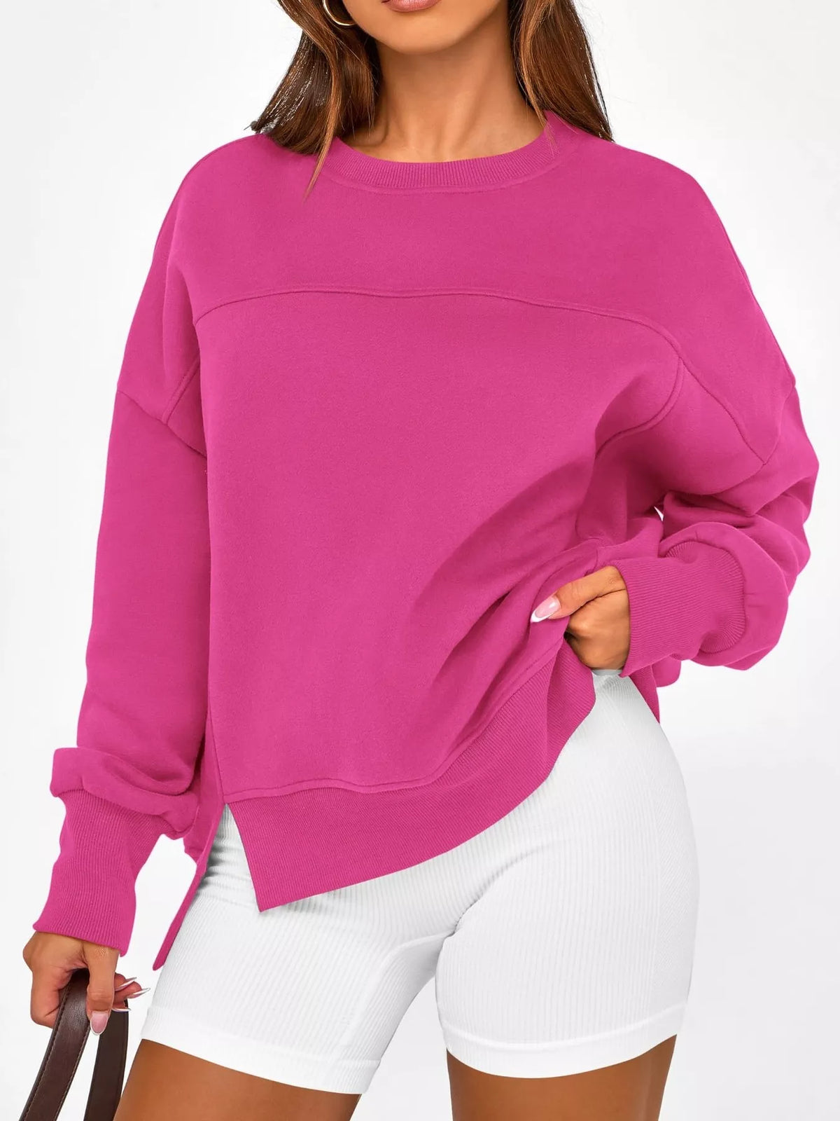Oversize sweatshirt med rund halsringning – bild 12
