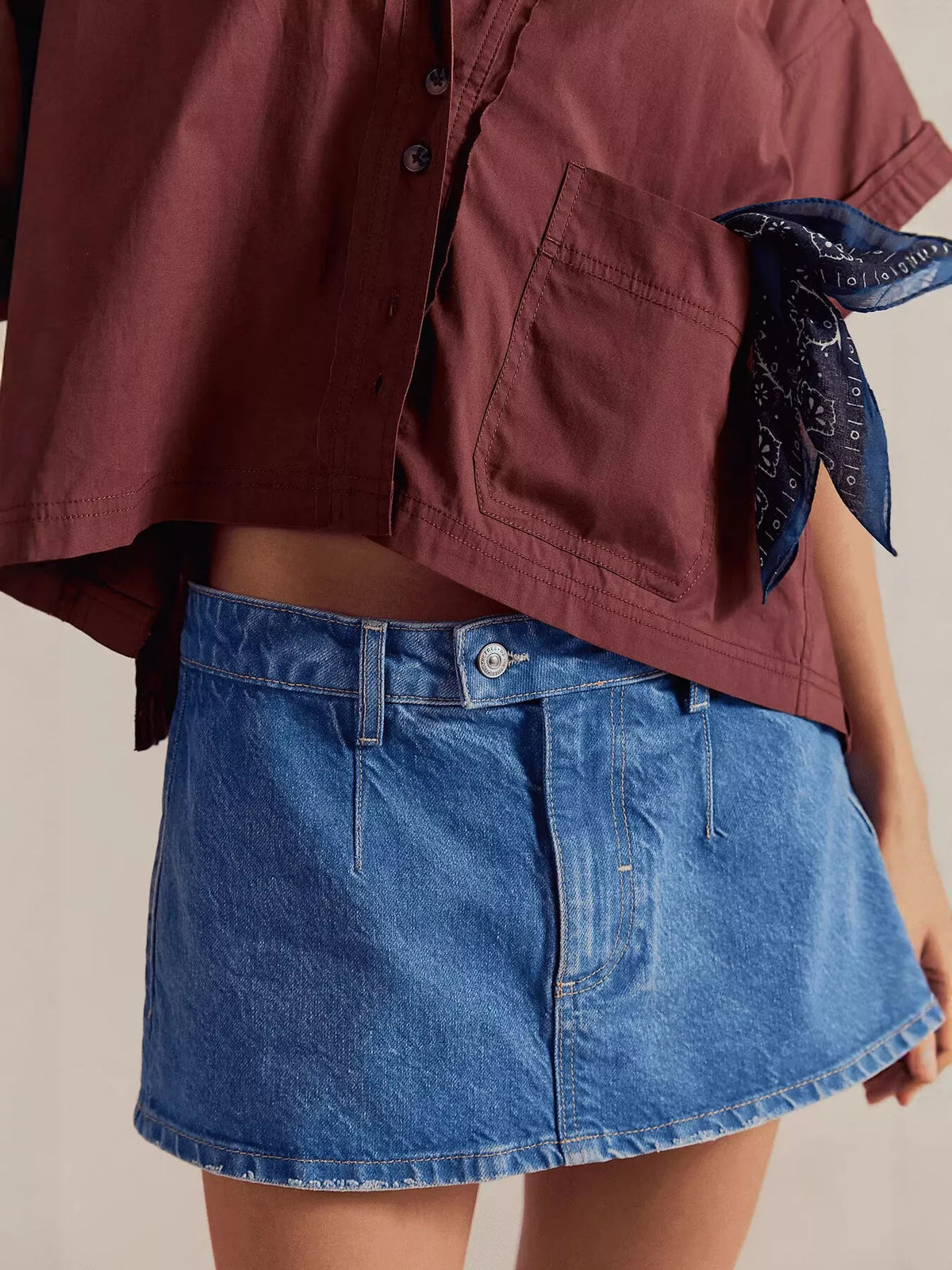 Kjolshorts i denim med dragkedja