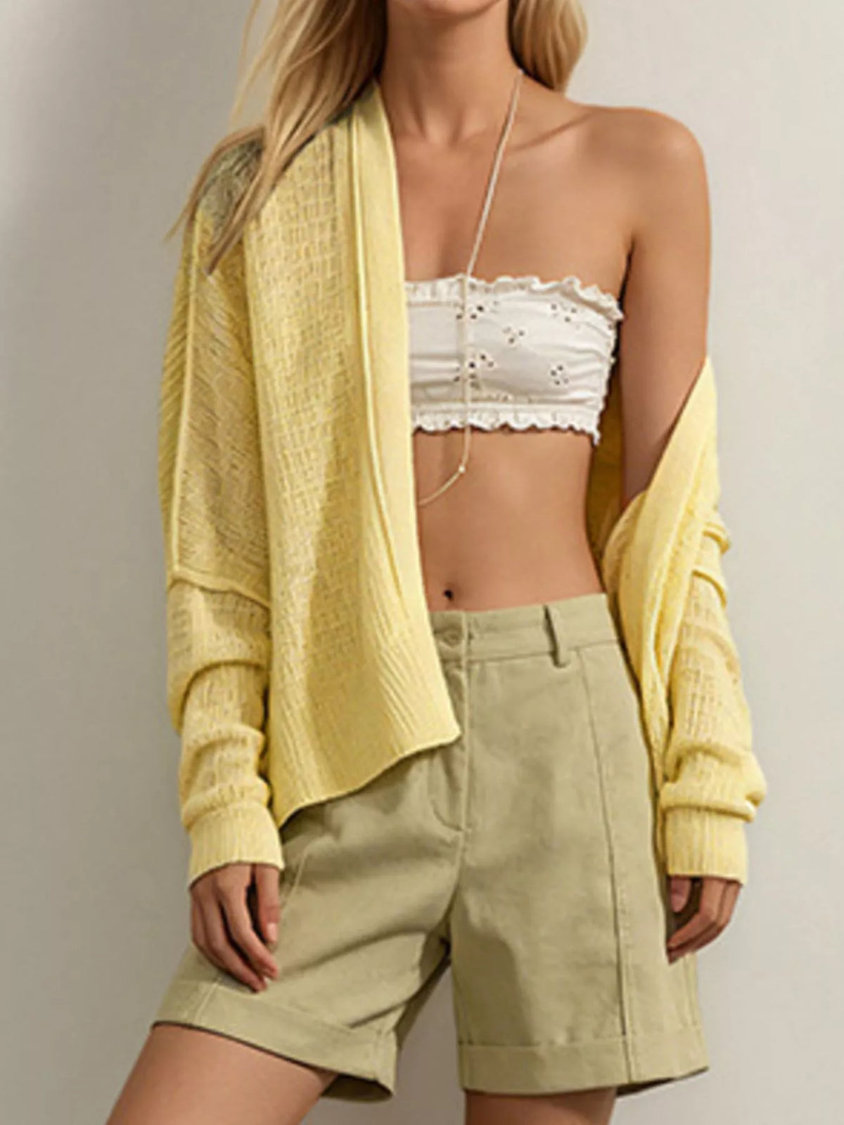 Våffelstickad cardigan – bild 3