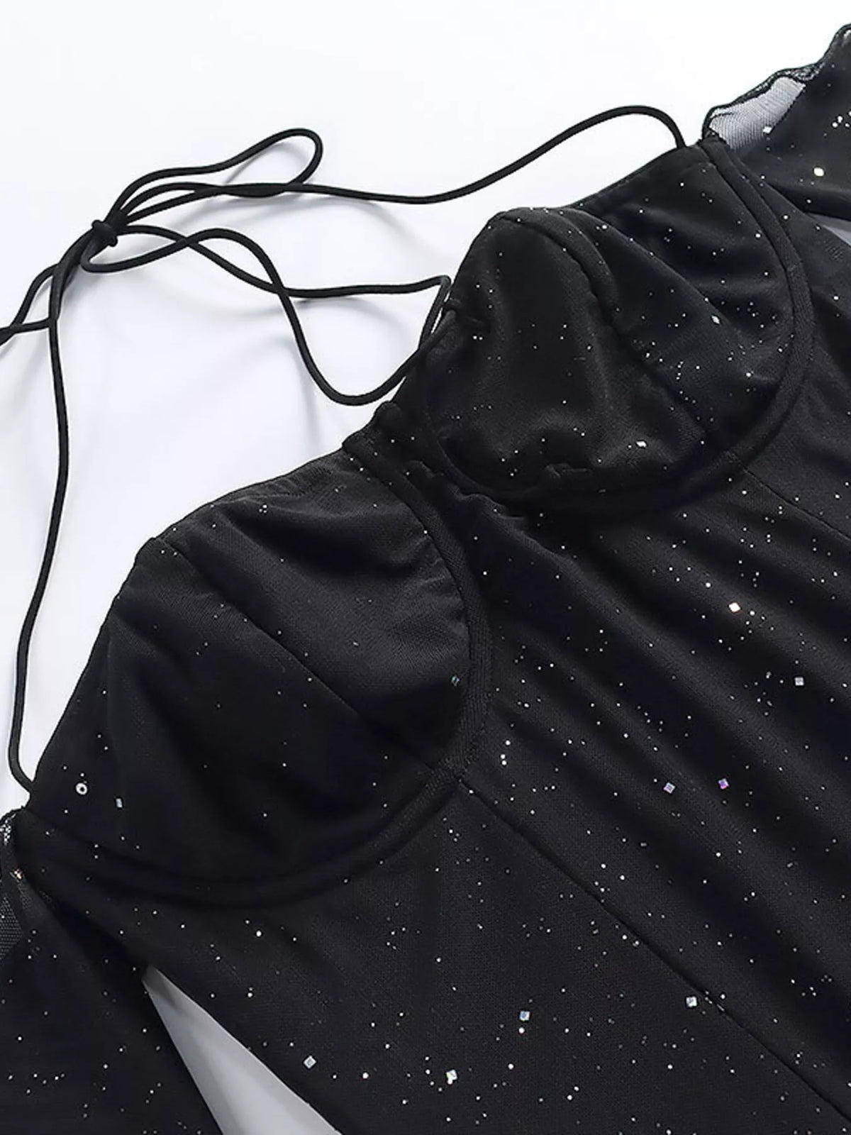 Transparent miniklänning i glitter – bild 9