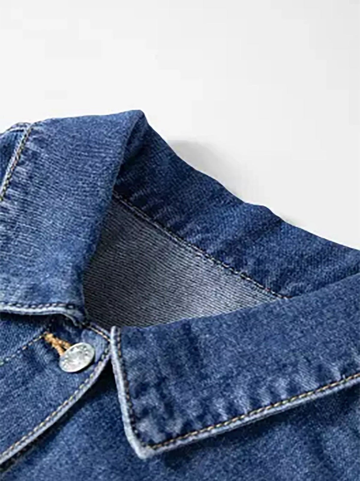 Jacka i denim med färgblock – bild 4