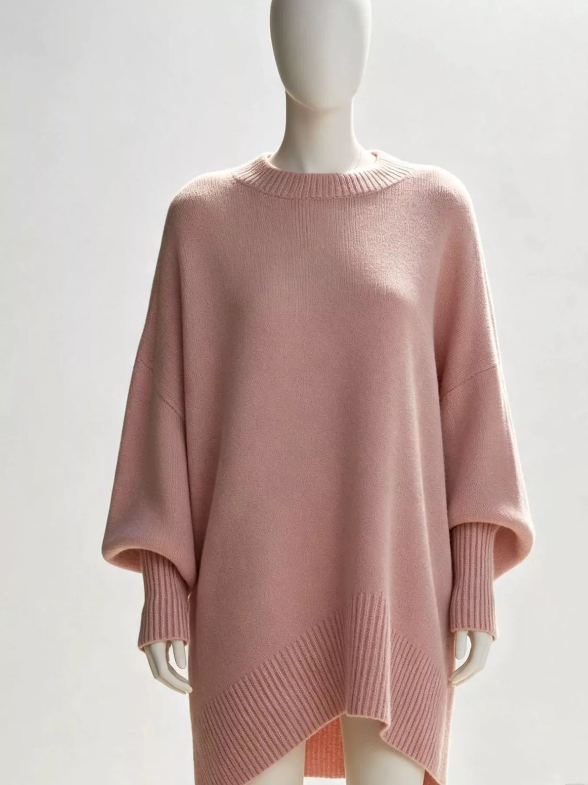 Ribbad oversize tröja med fladdermusärm – bild 11
