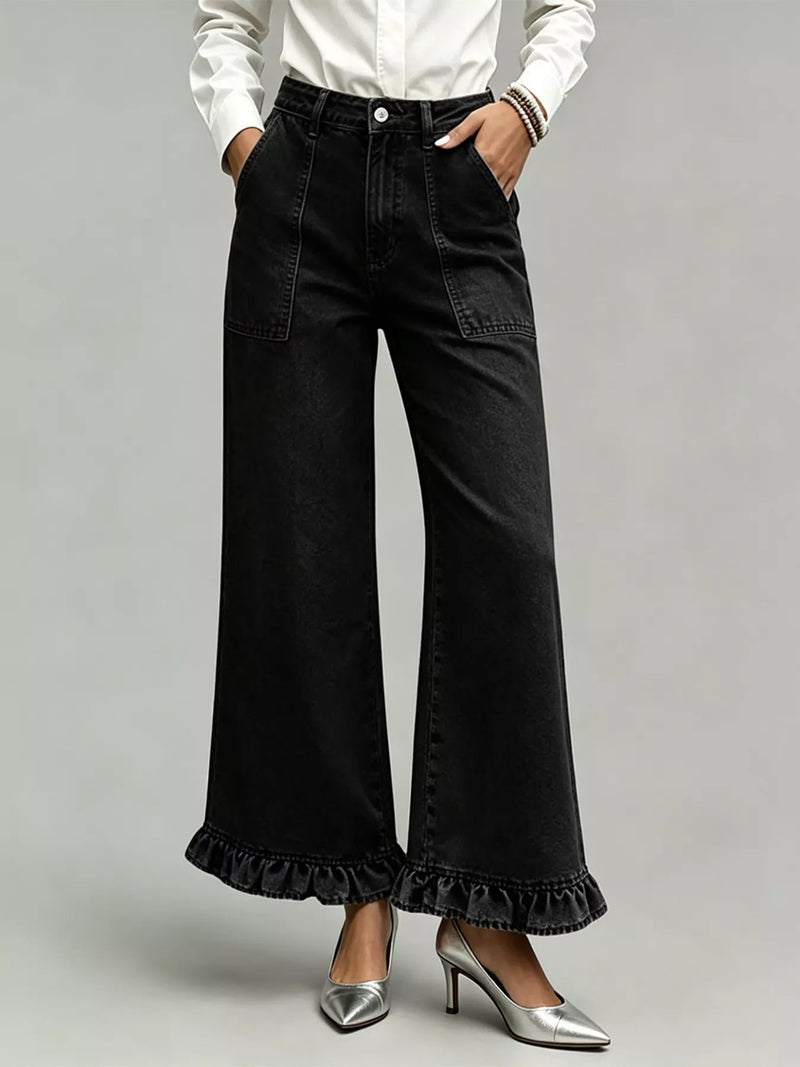 Vida jeans med hög midja och volang