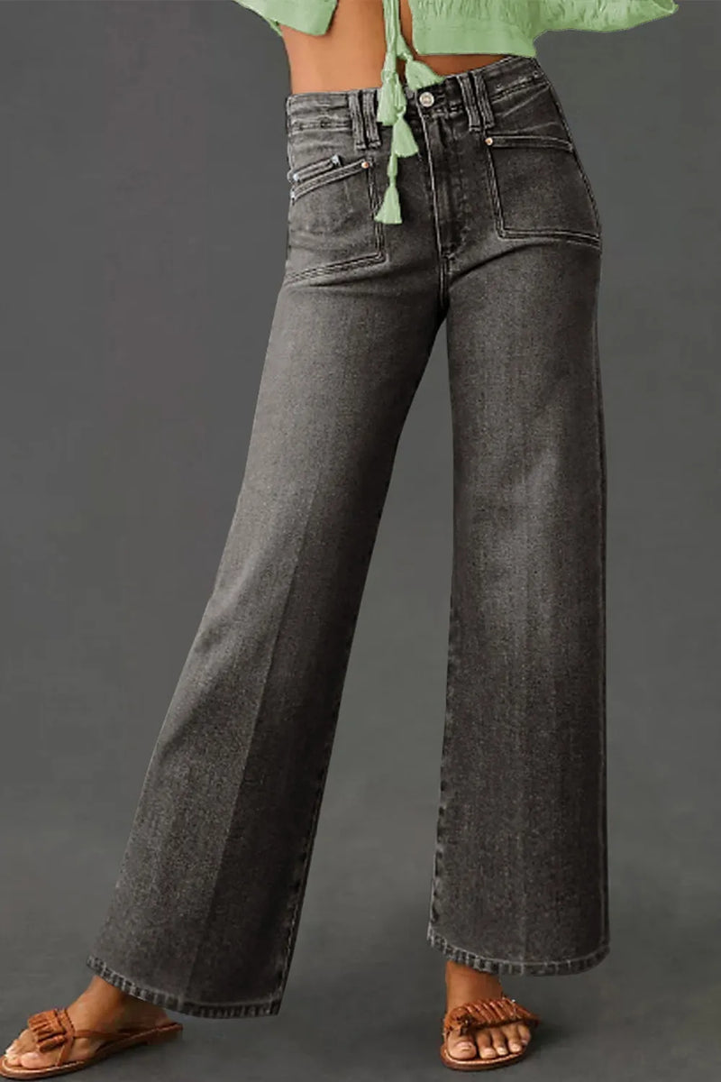 Vida jeans med hög midja och fickor
