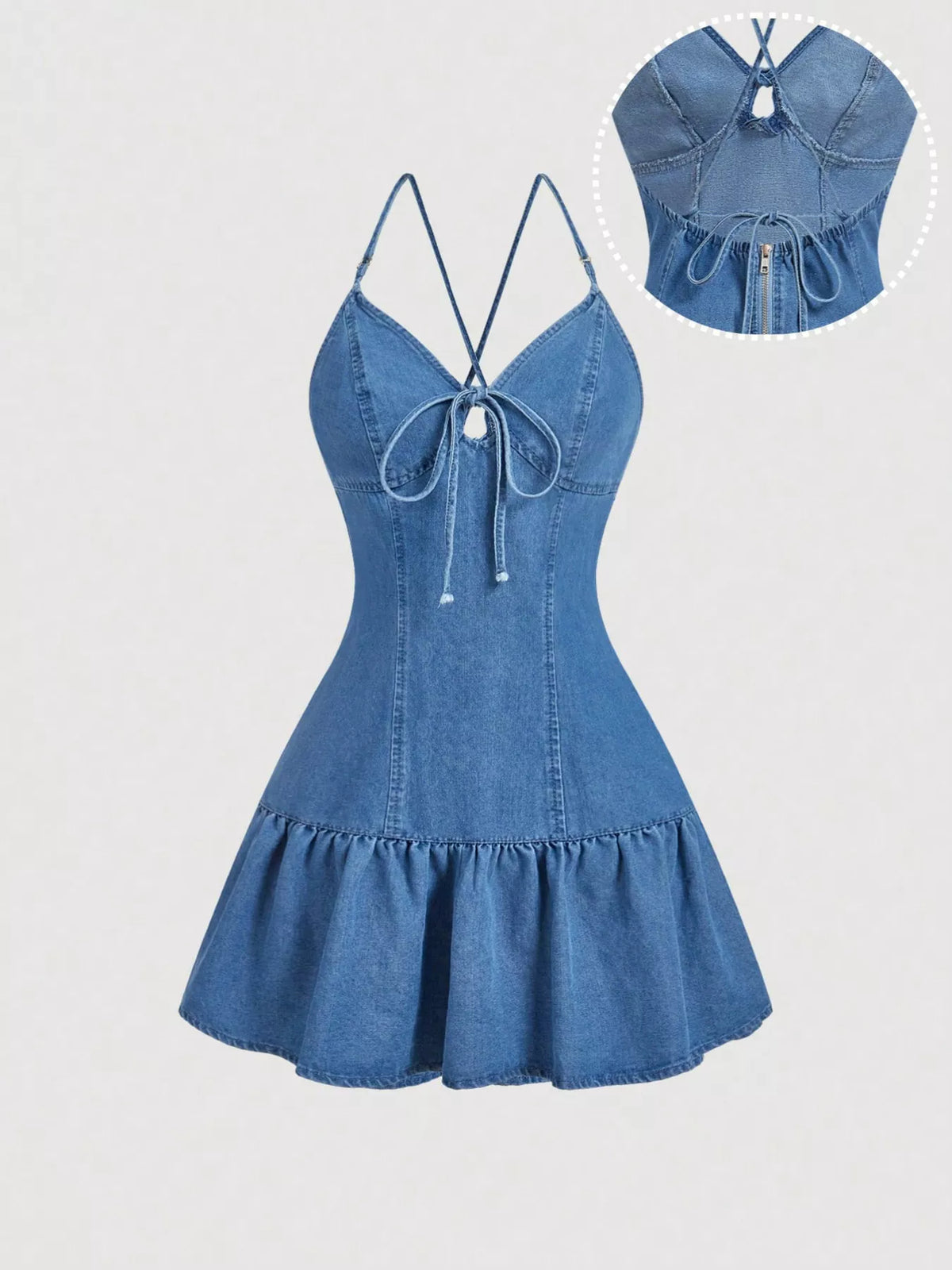 Jeansklänning i denim med dragkedja
