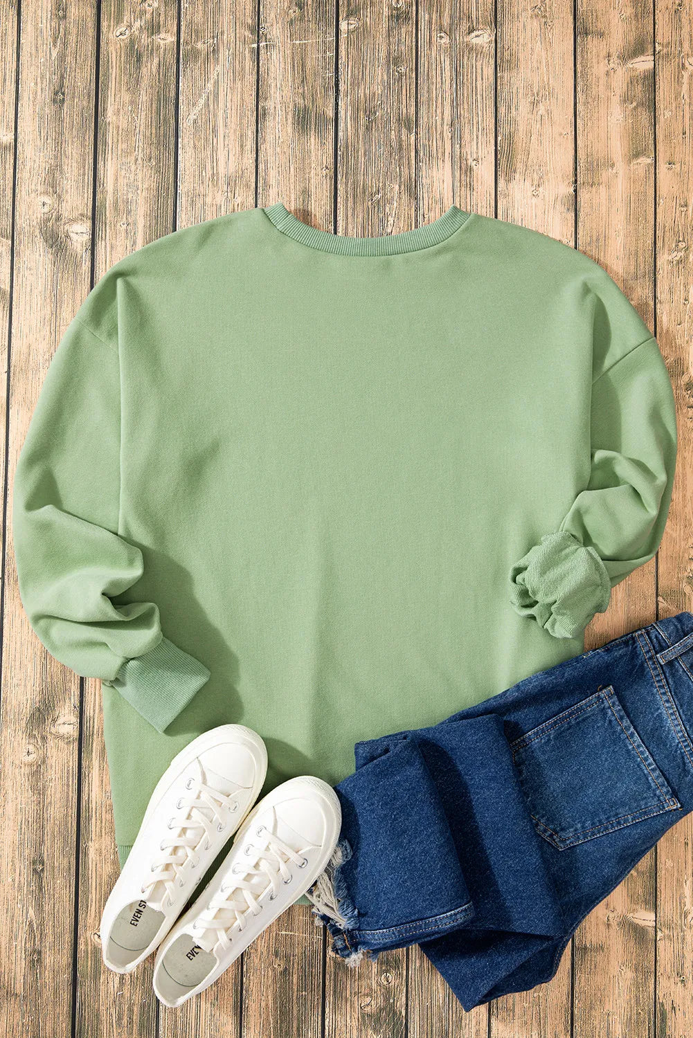 Långärmad sweatshirt med rund halsringning och asymmetrisk nederkant – bild 12
