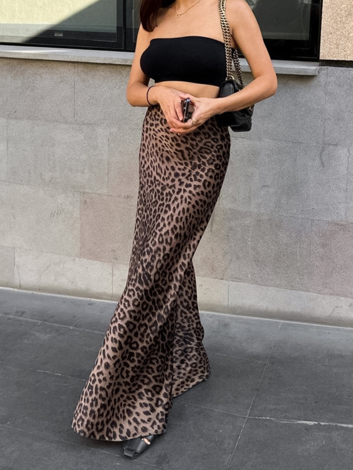 Leopardmönstrad maxikjol – bild 2
