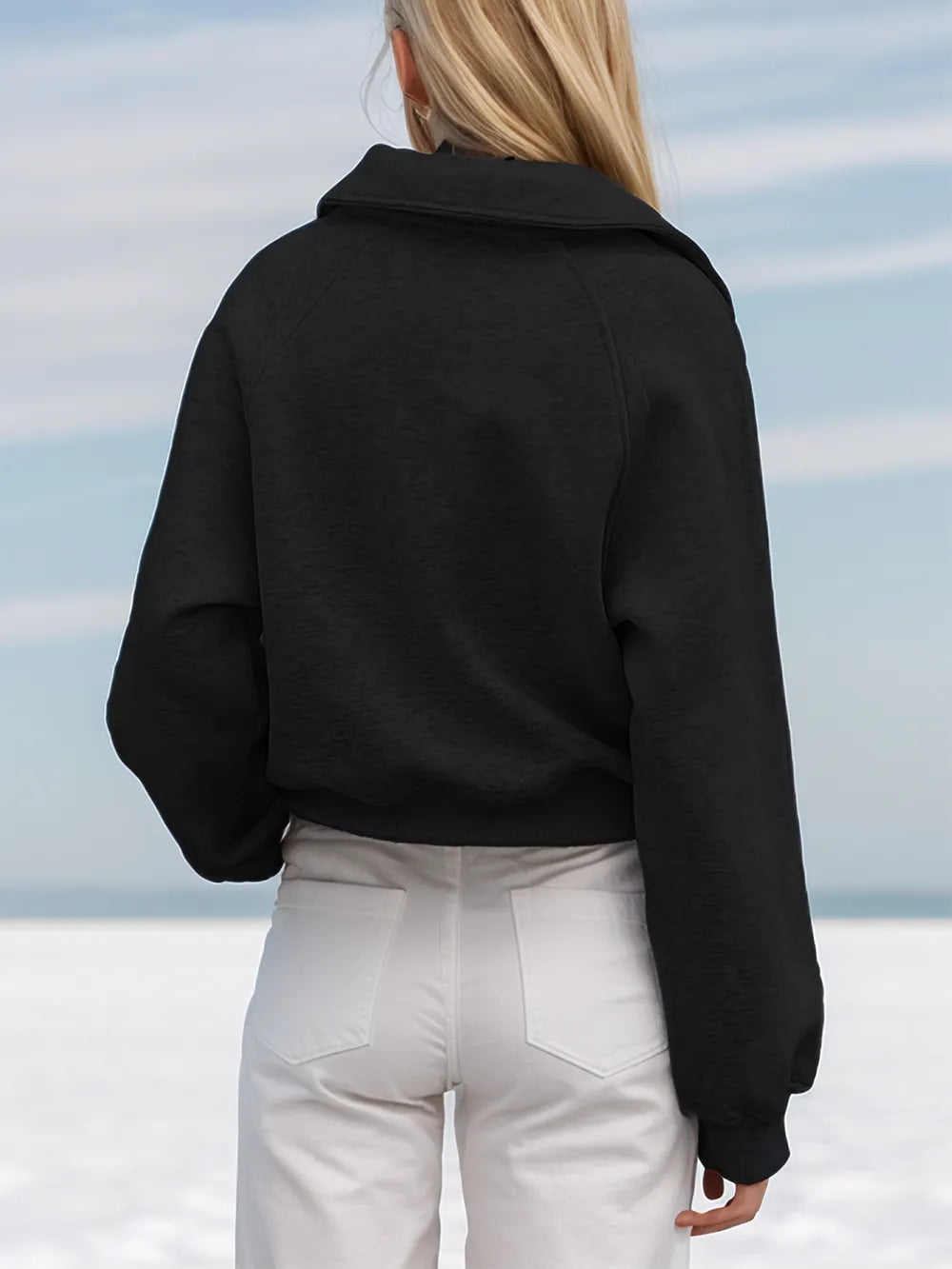 Långärmad sweatshirt med halv dragkedja – bild 2