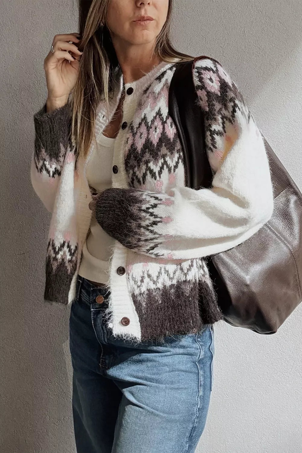 Geometriskt mönstrad cardigan – bild 5