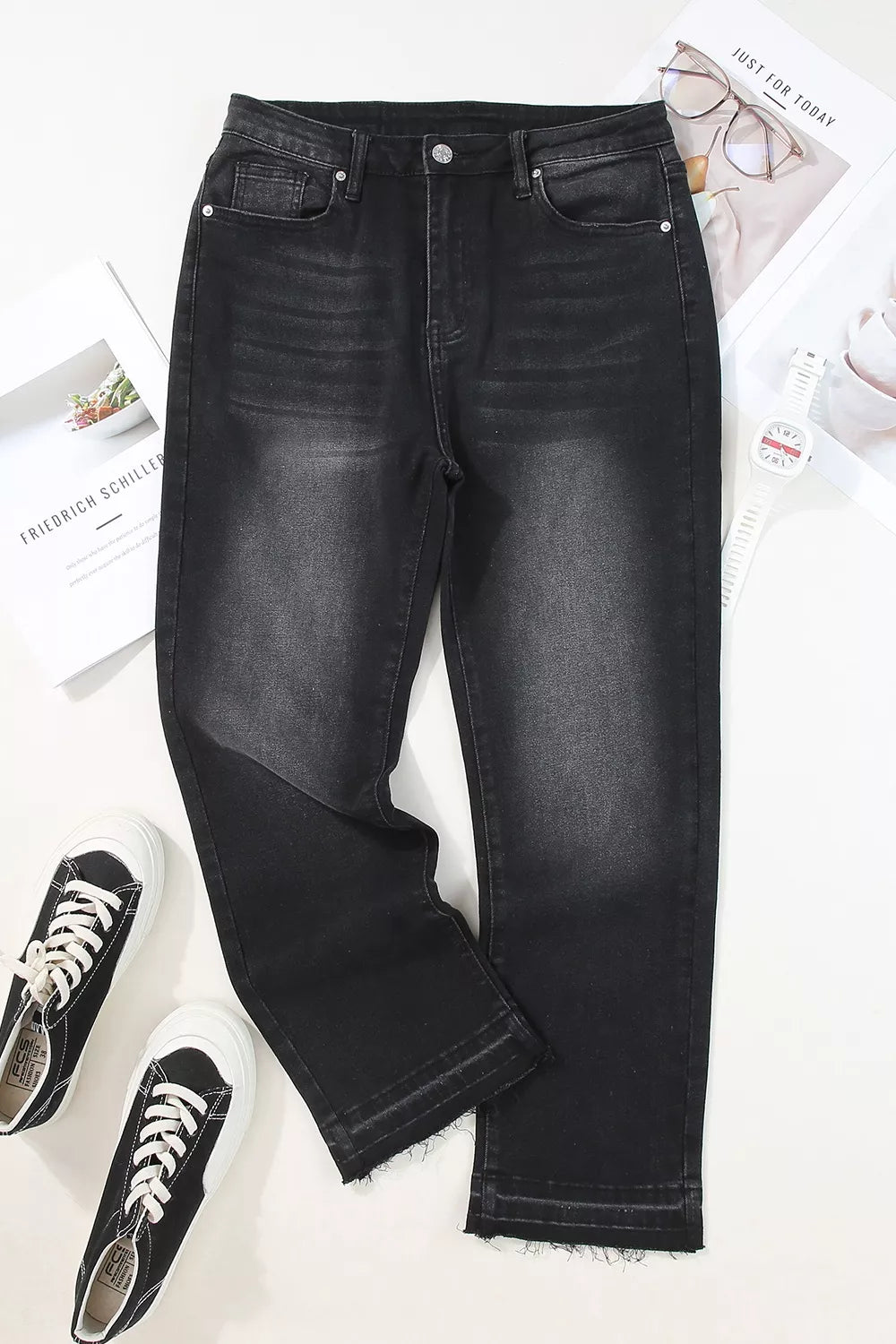 Raka jeans med hög midja – bild 10