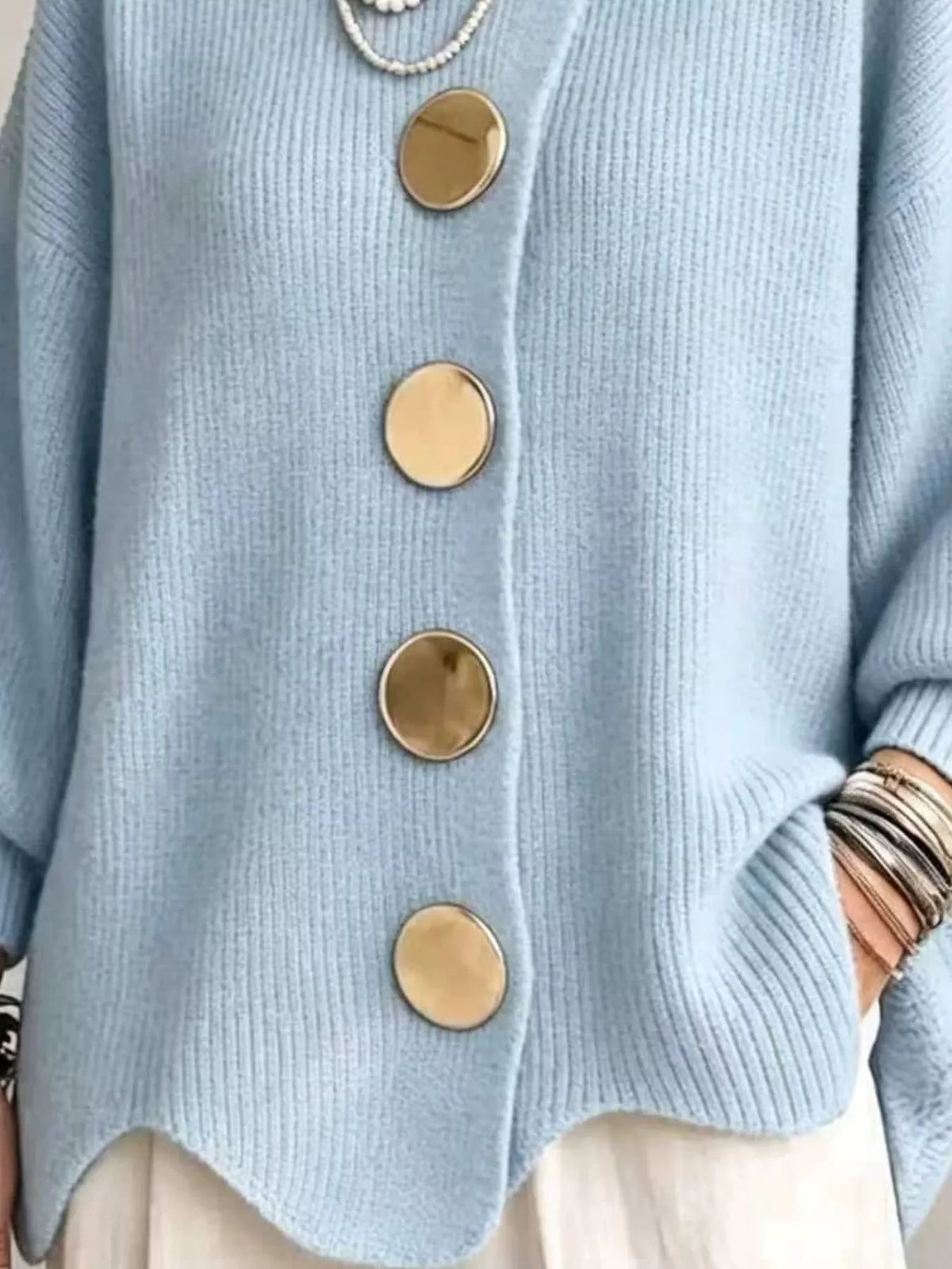 Cardigan med ballongärm och knappstängning – bild 6