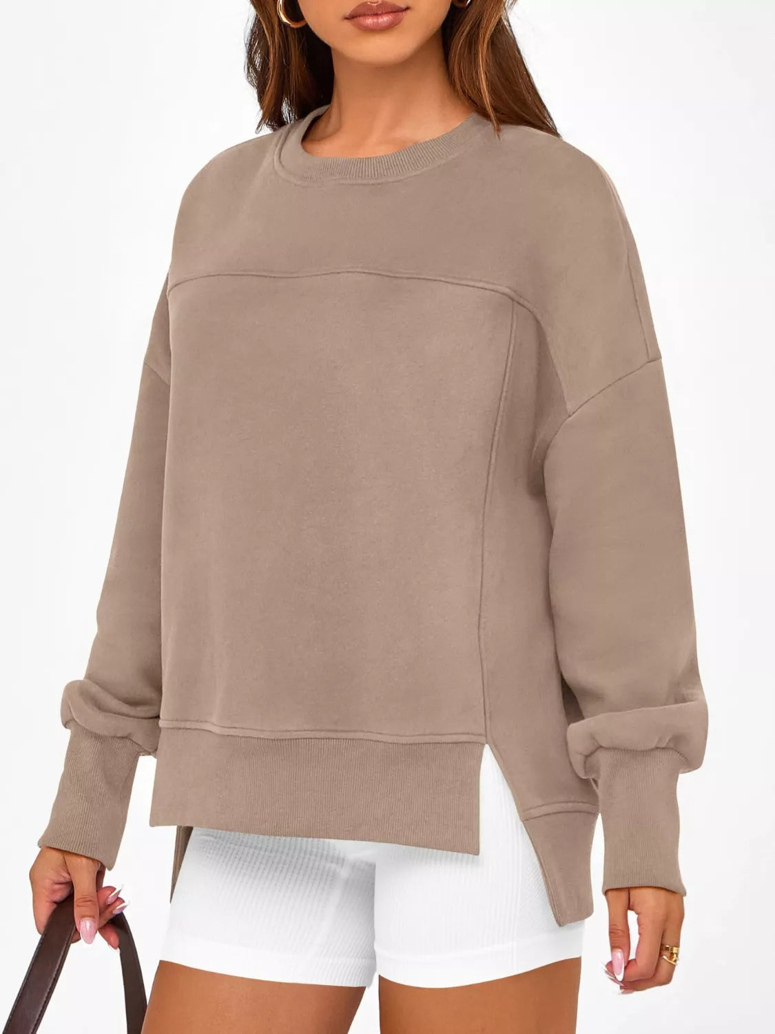 Ledigt sittande sweatshirt med slits – bild 26