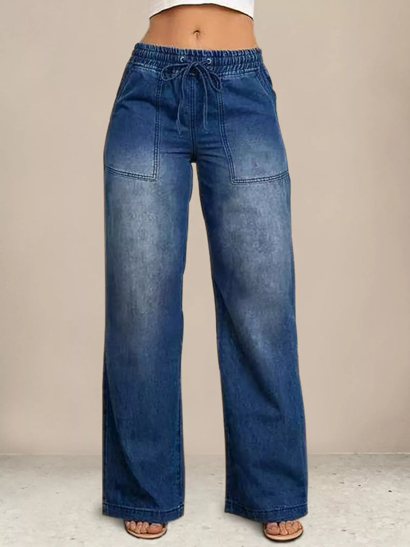 Vida jeans med dragsko och fickor