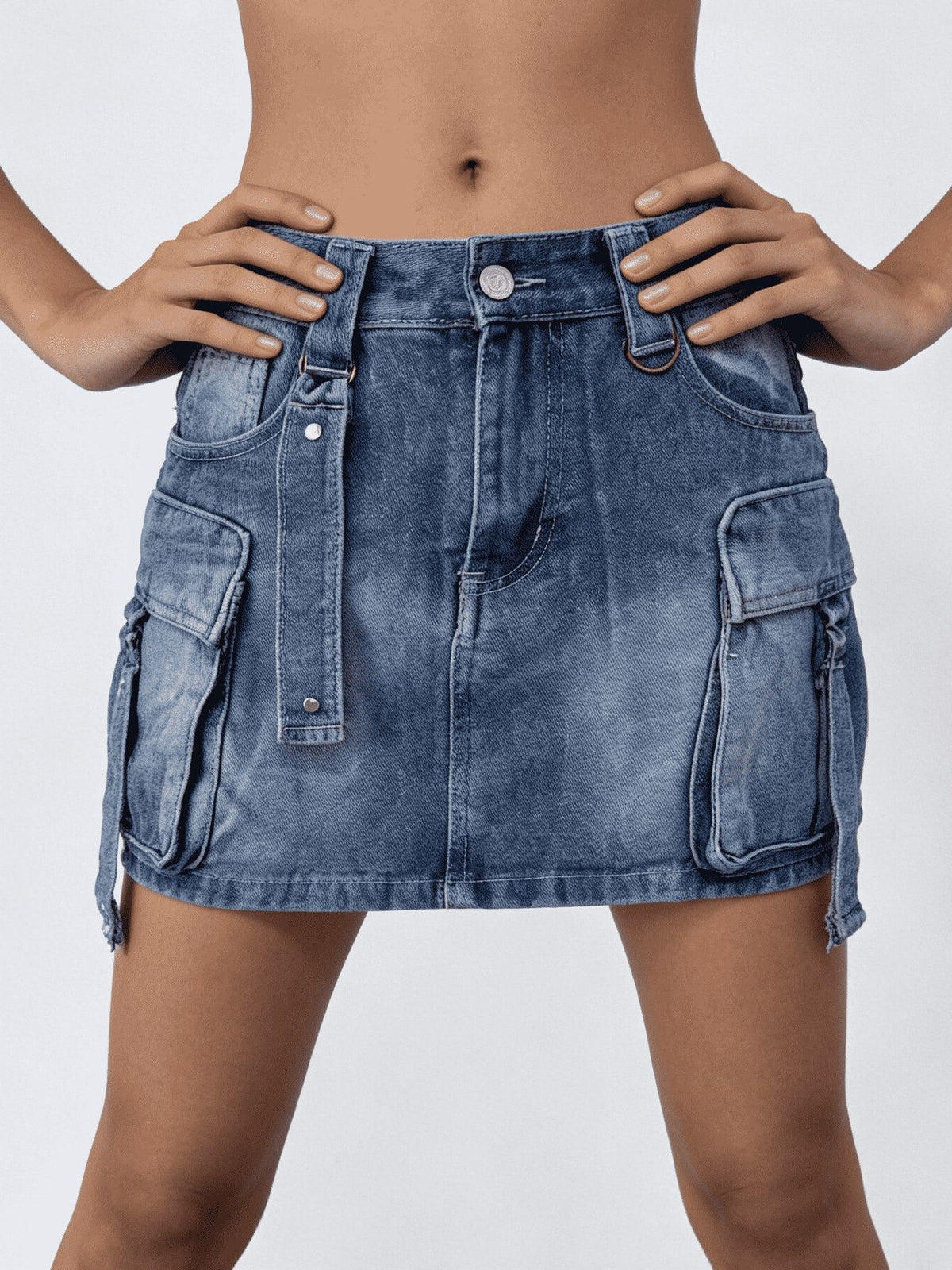Kjol i denim med knappstängning – bild 13