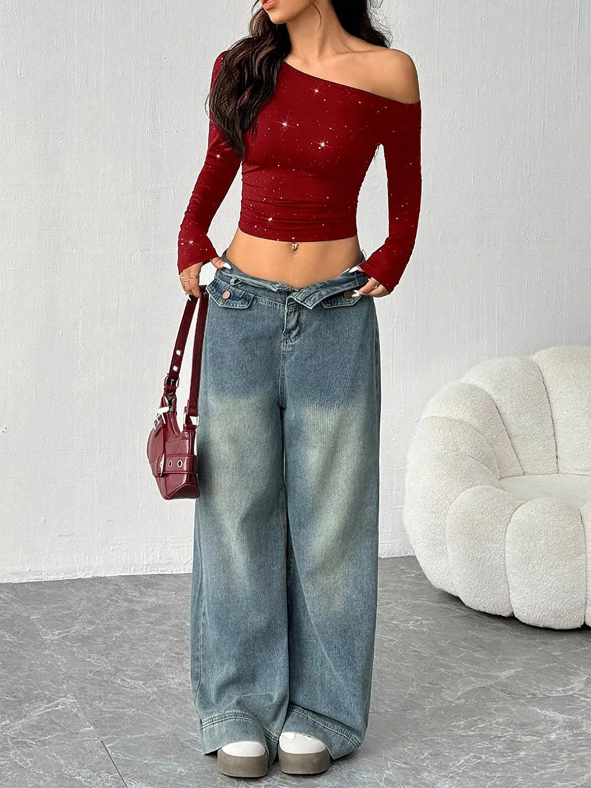 Kort t-shirt i glitter – bild 11